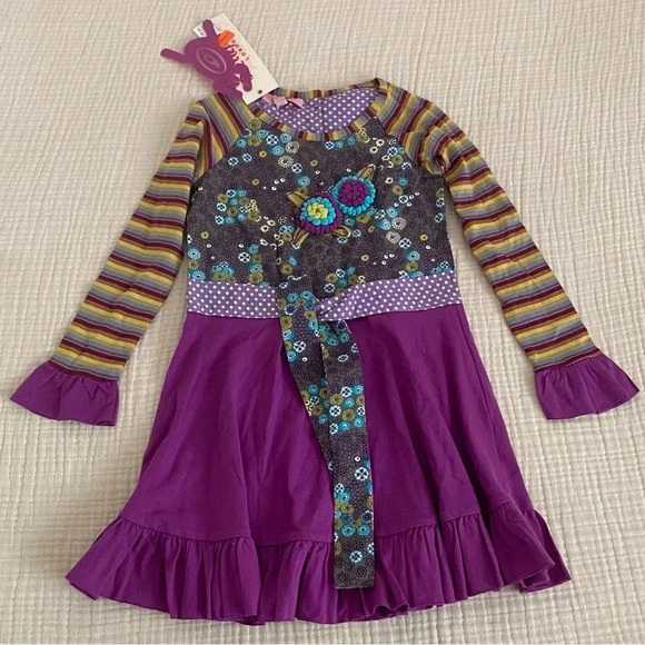 Beetlejuice London Full Sleeve Belted Knit Dress With Print Yoke - Picture 1 of 6